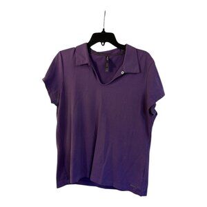 Lija Golf Polo Shirt Purple Activewear Lightweight Short Sleeves Top Size XL